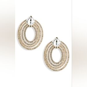NORDSTROM RACK Crystal Pavé Front Drop Earrings, One Size, CLEAR- GOLD